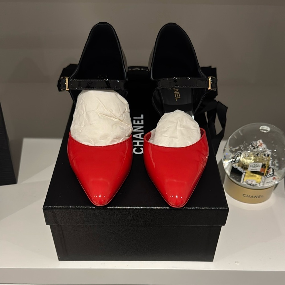 Chanel 20C Red Patent Mary Janes